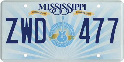 MS license plate ZWD477