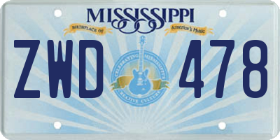 MS license plate ZWD478