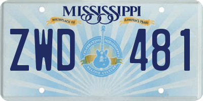 MS license plate ZWD481