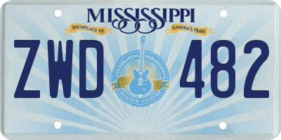 MS license plate ZWD482