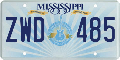 MS license plate ZWD485