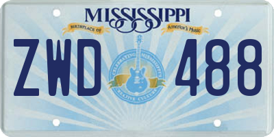 MS license plate ZWD488