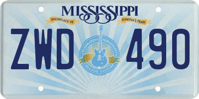 MS license plate ZWD490