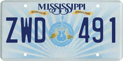 MS license plate ZWD491