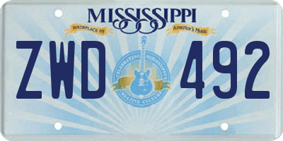 MS license plate ZWD492
