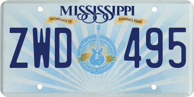 MS license plate ZWD495