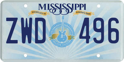 MS license plate ZWD496