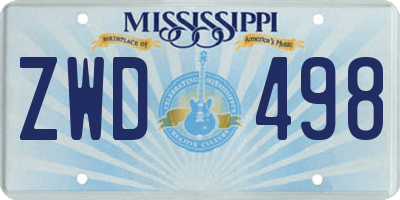 MS license plate ZWD498