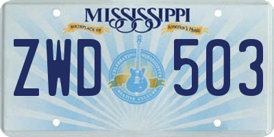 MS license plate ZWD503
