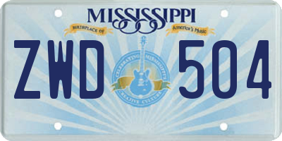 MS license plate ZWD504