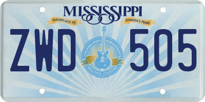 MS license plate ZWD505