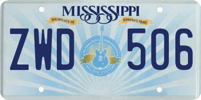 MS license plate ZWD506