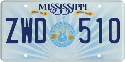 MS license plate ZWD510