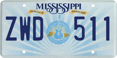 MS license plate ZWD511