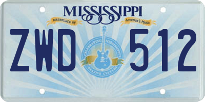 MS license plate ZWD512