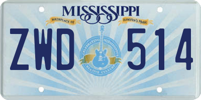 MS license plate ZWD514