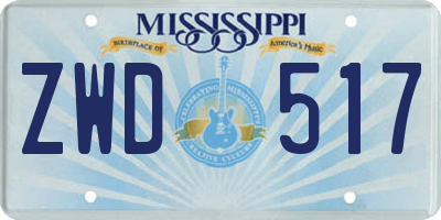 MS license plate ZWD517