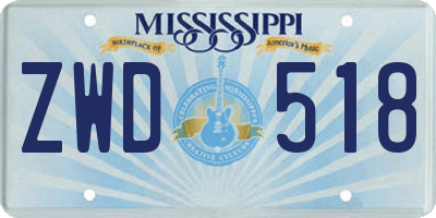 MS license plate ZWD518