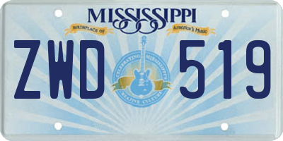 MS license plate ZWD519