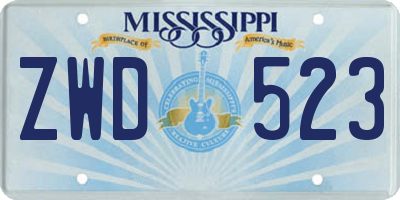MS license plate ZWD523