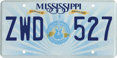 MS license plate ZWD527