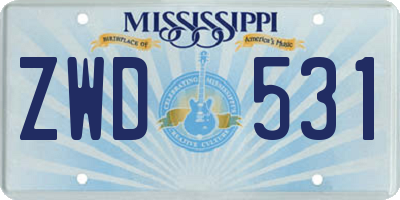 MS license plate ZWD531