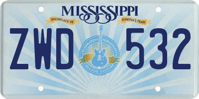 MS license plate ZWD532