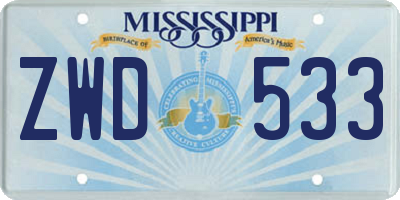 MS license plate ZWD533