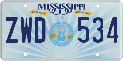 MS license plate ZWD534