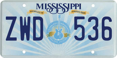 MS license plate ZWD536