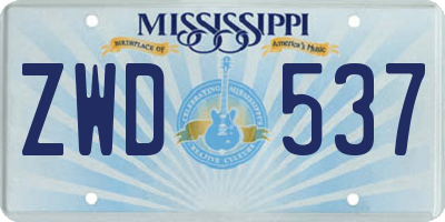 MS license plate ZWD537