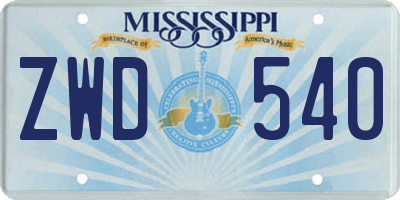 MS license plate ZWD540