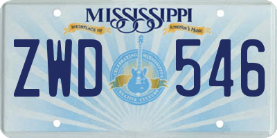 MS license plate ZWD546