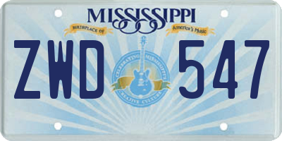 MS license plate ZWD547