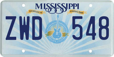 MS license plate ZWD548