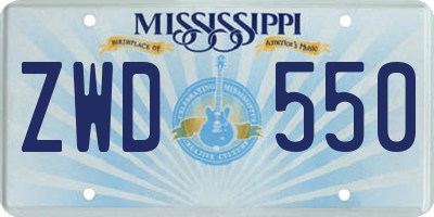 MS license plate ZWD550