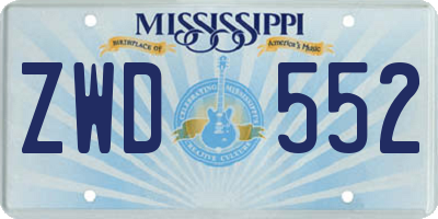 MS license plate ZWD552