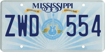 MS license plate ZWD554