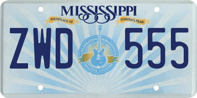 MS license plate ZWD555