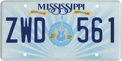 MS license plate ZWD561