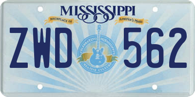 MS license plate ZWD562