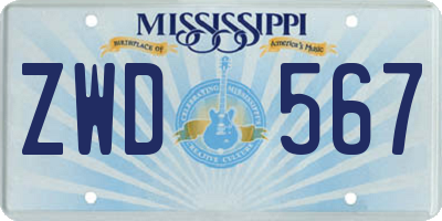 MS license plate ZWD567