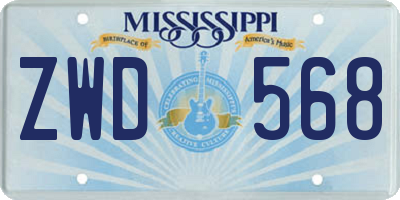 MS license plate ZWD568