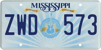 MS license plate ZWD573