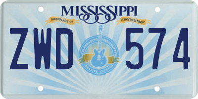 MS license plate ZWD574