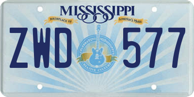 MS license plate ZWD577