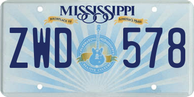 MS license plate ZWD578