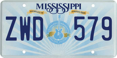MS license plate ZWD579