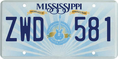MS license plate ZWD581