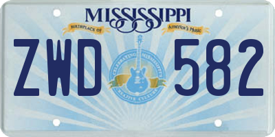 MS license plate ZWD582